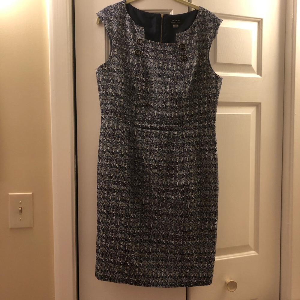Tahari Dress - navy and white size 10